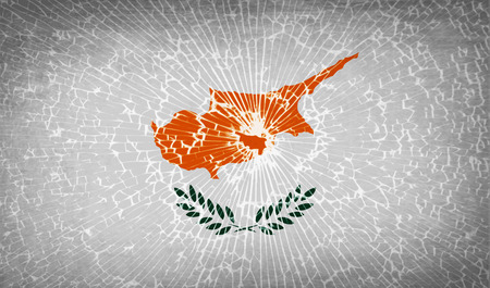 Flags of Cyprus with broken glass texture. Vector illustrationのイラスト素材