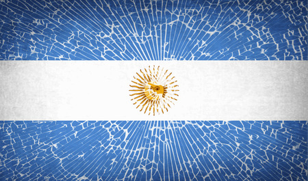 Flags of Argentina with broken glass texture. Vector illustrationのイラスト素材