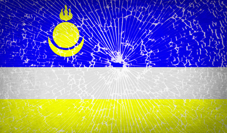Flags of Buryatia with broken glass texture. Vector illustrationのイラスト素材