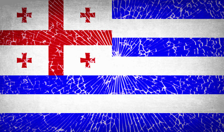Flags of Ajaria with broken glass texture. Vector illustrationのイラスト素材