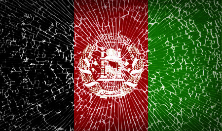 Flags of Afghanistan with broken glass texture. Vector illustrationのイラスト素材