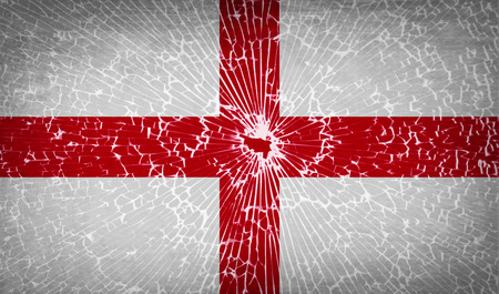 Flags of England with broken glass texture. Vector illustrationのイラスト素材