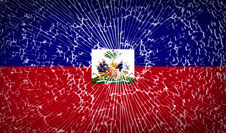 Flags of Haiti with broken glass texture. Vector illustrationのイラスト素材