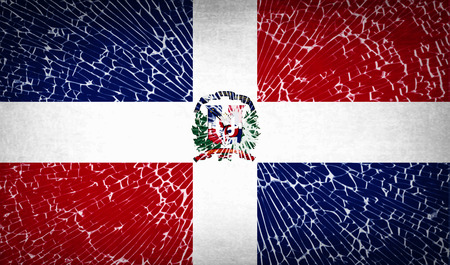 Flags of Dominican Republic with broken glass texture. Vector illustrationのイラスト素材