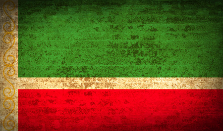 Flags of Chechen Republic with dirty paper texture. Vector illustrationのイラスト素材