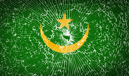 Flags of Mauritania with broken glass texture. Vector illustrationのイラスト素材