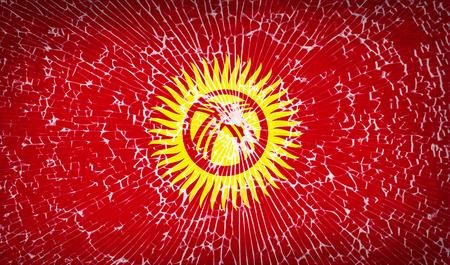 Flags of Kyrgyzstan with broken glass texture. Vector illustrationのイラスト素材