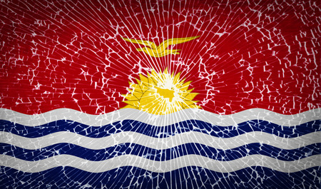Flags of Kiribati with broken glass texture. Vector illustrationのイラスト素材