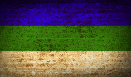 Flags of Komi with dirty paper texture. Vector illustrationのイラスト素材