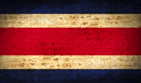 Flags of Costa Rica with dirty paper texture. Vector illustrationのイラスト素材