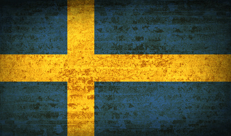 Flags of Sweden with dirty paper texture. Vector illustrationのイラスト素材