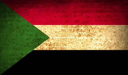 Flags of Sudan with dirty paper texture. Vector illustrationのイラスト素材