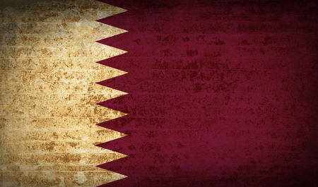Flags of Qatar with dirty paper texture. Vector illustrationのイラスト素材