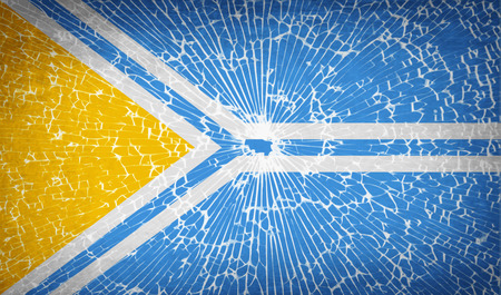 Flags of Tuva with broken glass texture. Vector illustrationのイラスト素材