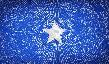 Flags of Somalia with broken glass texture. Vector illustrationのイラスト素材