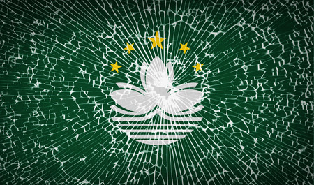 Flags of Macau with broken glass texture. Vector illustrationのイラスト素材