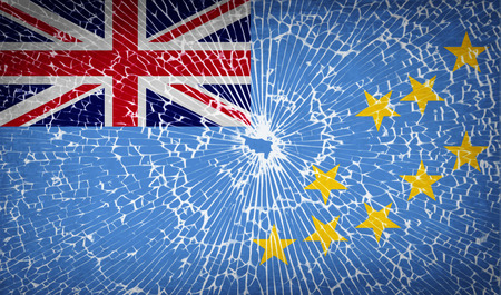 Flags of Tuvalu with broken glass texture. Vector illustrationのイラスト素材