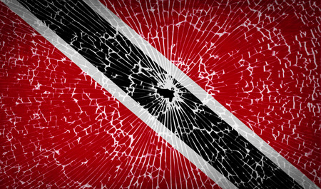 Flags of Trinidad and Tobago with broken glass texture. Vector illustrationのイラスト素材