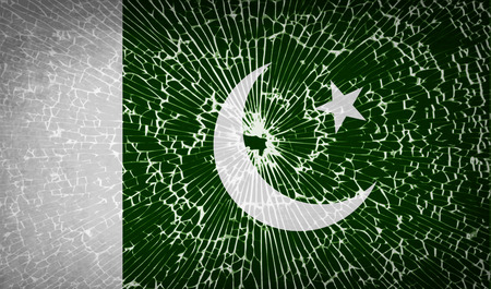 Flags of Pakistan with broken glass texture. Vector illustrationのイラスト素材