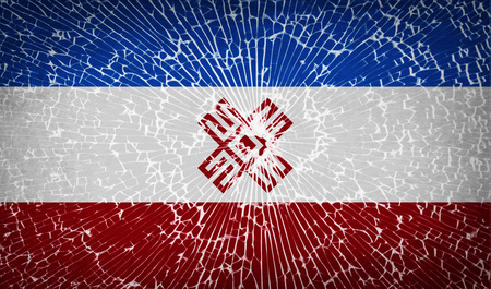 Flags of Mari El with broken glass texture. Vector illustrationのイラスト素材
