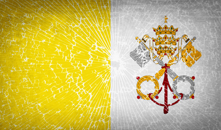 Flags of Vatican CityHoly See with broken glass texture. Vector illustrationのイラスト素材