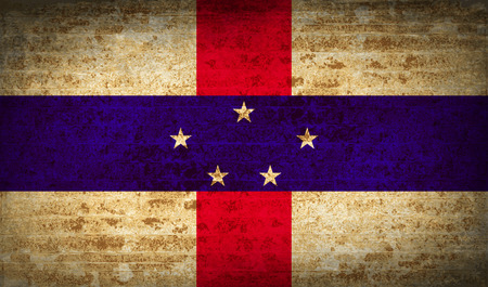 Flags of Netherlands Antilles with dirty paper texture. Vector illustrationのイラスト素材