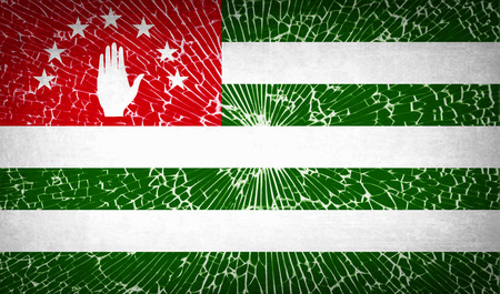 Flags of Abkhazia with broken glass texture. Vector illustrationのイラスト素材
