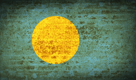 Flags of Palau with dirty paper texture. Vector illustrationのイラスト素材