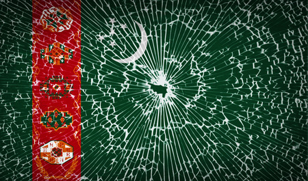 Flags of Turkish Northern Cyprus with broken glass texture. Vector illustrationのイラスト素材