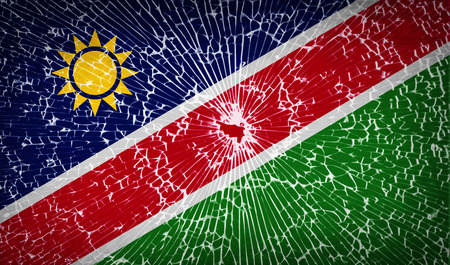 Flags of Namibia with broken glass texture. Vector illustrationのイラスト素材