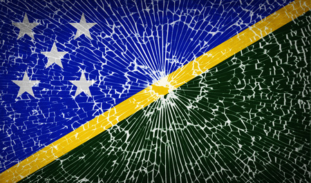 Flags of Solomon Islands with broken glass texture. Vector illustrationのイラスト素材