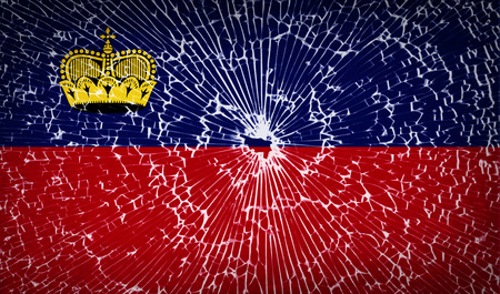 Flags of Liechtenstein with broken glass texture. Vector illustration Flags of Liechtenstein with broken glass texture. Vector illustration