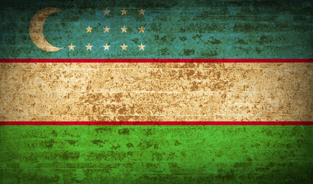 Flags of Uzbekistan with dirty paper texture.  illustration. Raster copyの写真素材