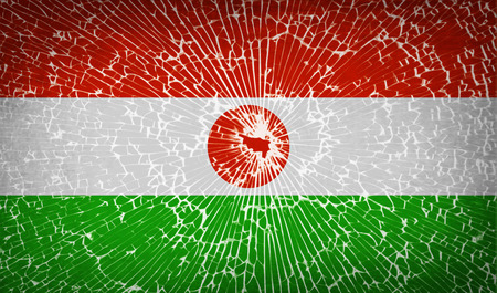 Flags of Niger with broken glass texture.  illustration. Raster copyの写真素材
