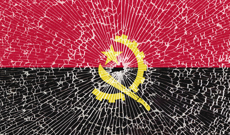 Flags of Angola with the texture of broken glass. Illustrationの写真素材