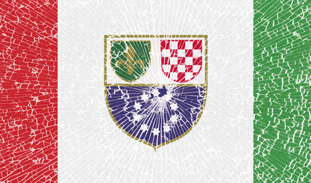 Flags of Bosnia and Herzegovina Federation with the texture of broken glass. Illustrationの写真素材