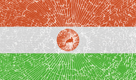 Flags of Niger with the texture of broken glass. Illustrationの写真素材