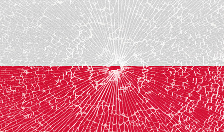 Flags of Poland with the texture of broken glass. Illustrationの写真素材