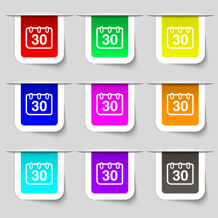 calendar icon sign. Set of multicolored modern labels for your design. Vector illustrationのイラスト素材