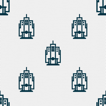 skyscraper icon sign. Seamless pattern with geometric texture. Vector illustrationのイラスト素材