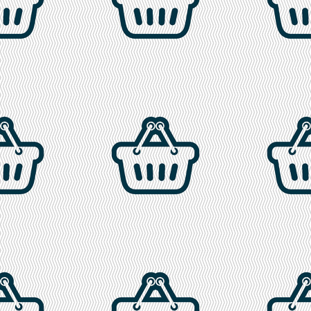 shopping cart icon sign. Seamless pattern with geometric texture. Vector illustrationのイラスト素材