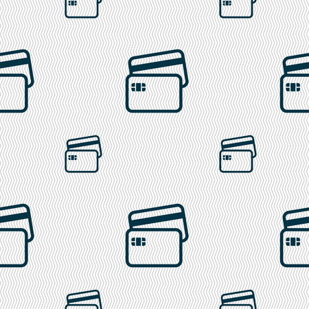 Credit card icon sign. Seamless pattern with geometric texture. Vector illustrationのイラスト素材
