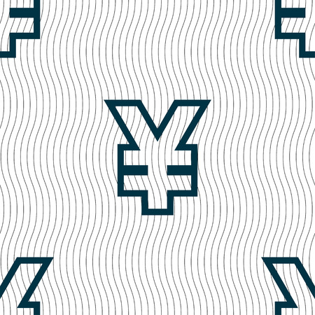 Yen JPY icon sign. Seamless pattern with geometric texture. Vector illustrationのイラスト素材