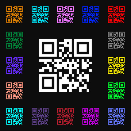 Qr code icon sign. Lots of colorful symbols for your design. Vector illustrationのイラスト素材