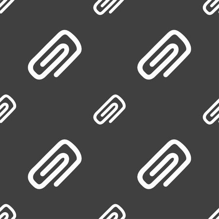 clip to paper icon sign. Seamless pattern on a gray background. Vector illustrationのイラスト素材