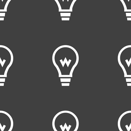 Light bulb icon sign. Seamless pattern on a gray background. Vector illustrationのイラスト素材