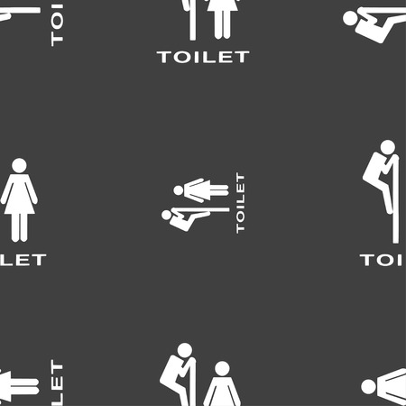 toilet icon sign. Seamless pattern on a gray background. Vector illustrationのイラスト素材