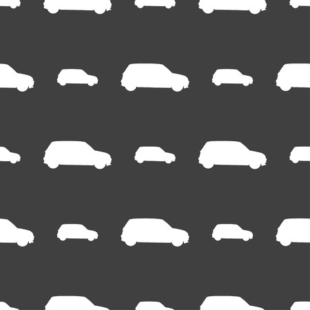 car icon sign. Seamless pattern on a gray background. Vector illustrationのイラスト素材