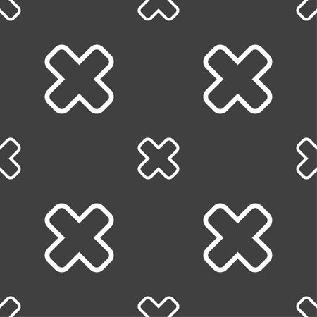 Cancel icon sign. Seamless pattern on a gray background. Vector illustrationのイラスト素材