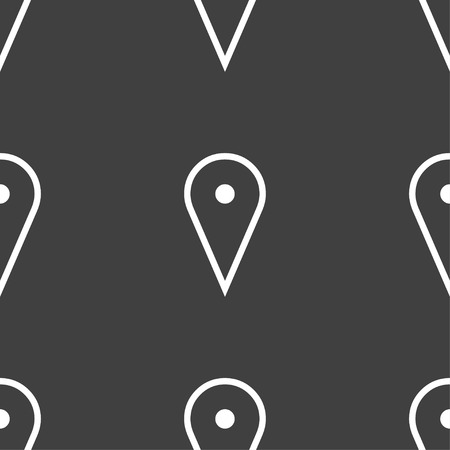 map poiner icon sign. Seamless pattern on a gray background. Vector illustrationのイラスト素材